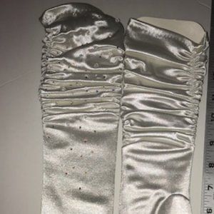 Prom AB Swarovski crystal ruched Long Gloves NWT